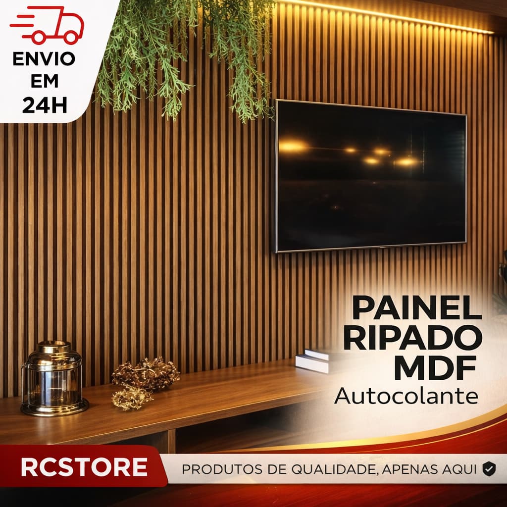 Kit Até 100 Placas Painel Ripado Autocolante Decoração Adesivo 45x11 Para Parede Sala Elegante