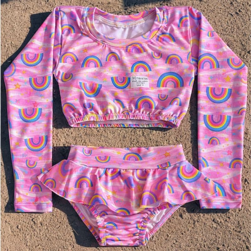 Biquini Infantil Conjunto Top Manga Longa e Calcinha Proteção UV  Suplex Premium Moda Praia