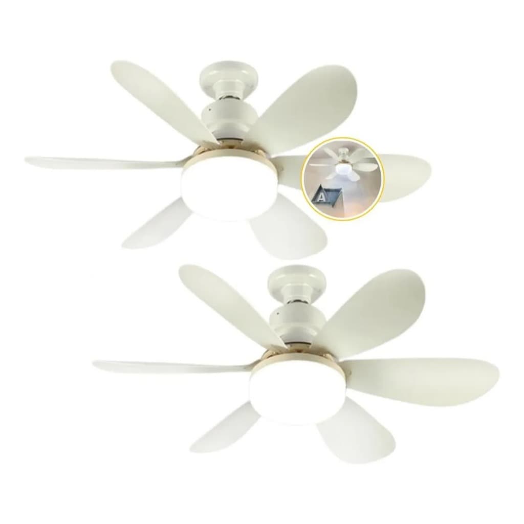 Kit 2 Ventiladores de teto Com Luz 3 em 1 com Controle Remoto Bivolt LED 110V-220V