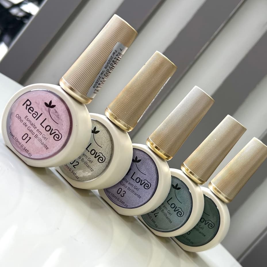 Kit Esmalte em Gel Magnetico Olho de Gato Real Love 5 Cores 10 ml
