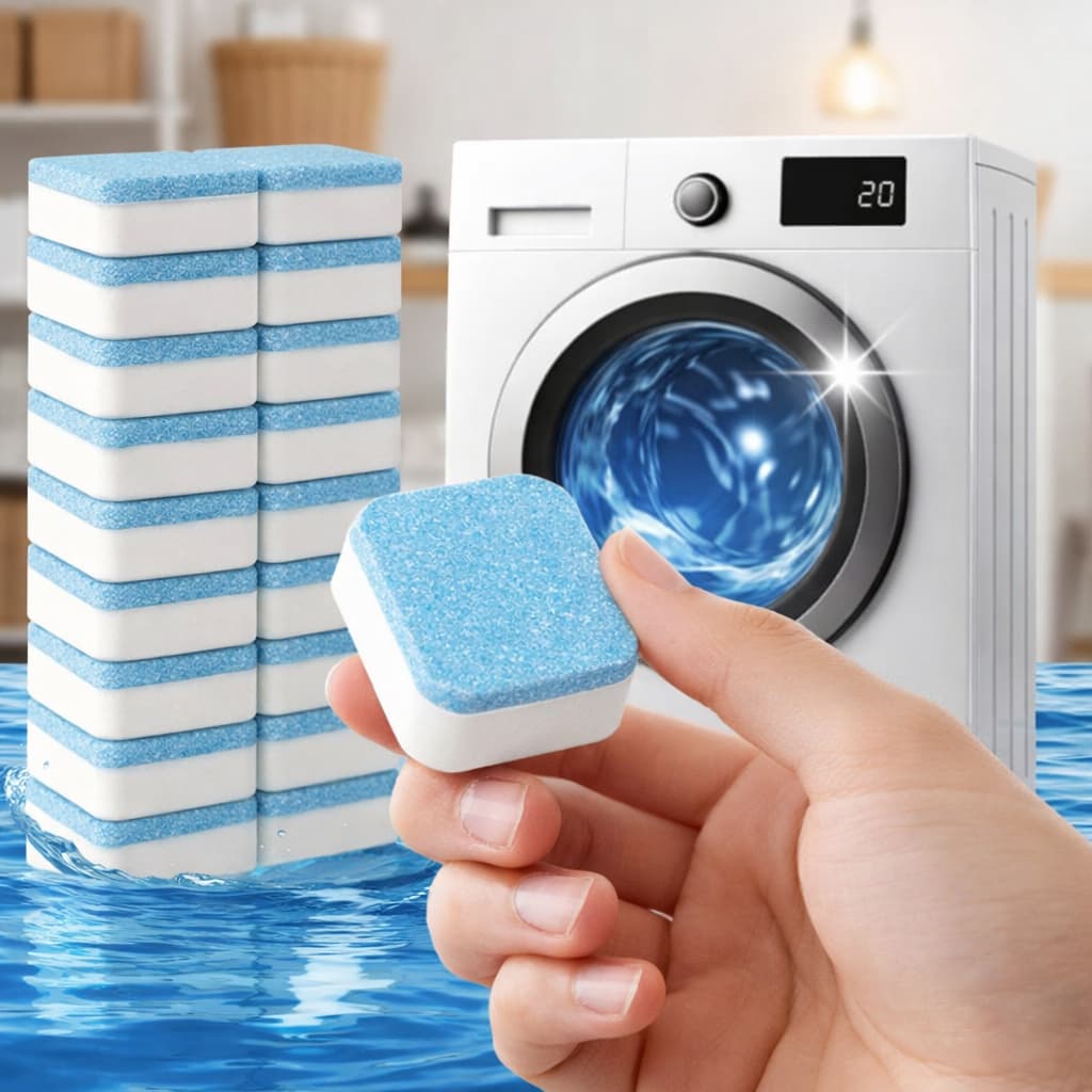 Kit Até 24  Pastilhas Limpeza Máquina de Lavar Efervescente Anti Mofo Odor Remove Resíduos Multiuso