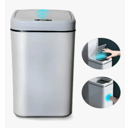 Lixeira Automática Sensor De Proximidade 20 Litros de Pilha Cinza e Branca