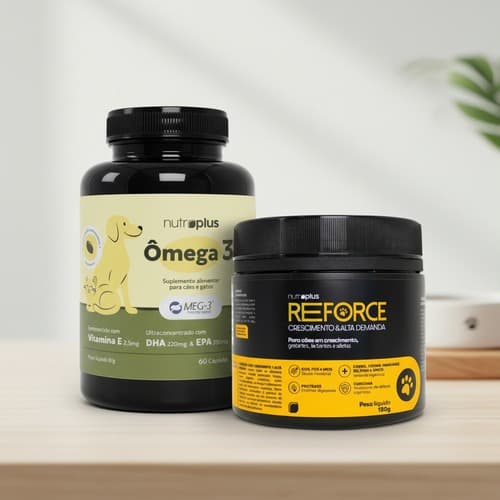 Kit Nutroplus: Suplemento Ômega 3 60 Caps + Suplemento Reforce Crescimento 180g