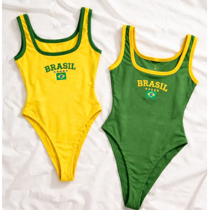 Body Feminino Suplex Lateral Cavado Brasil Copa 2026 Moda Gringa Latina Verão 2026 Bory Lançamento