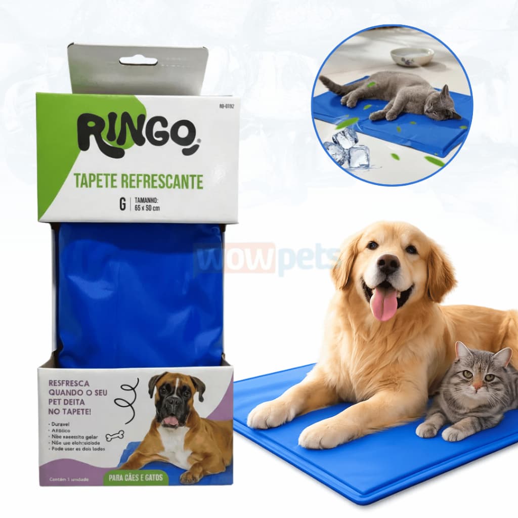 Tapete Gelado Refrescante para Cachorro Pet Ringo Azul