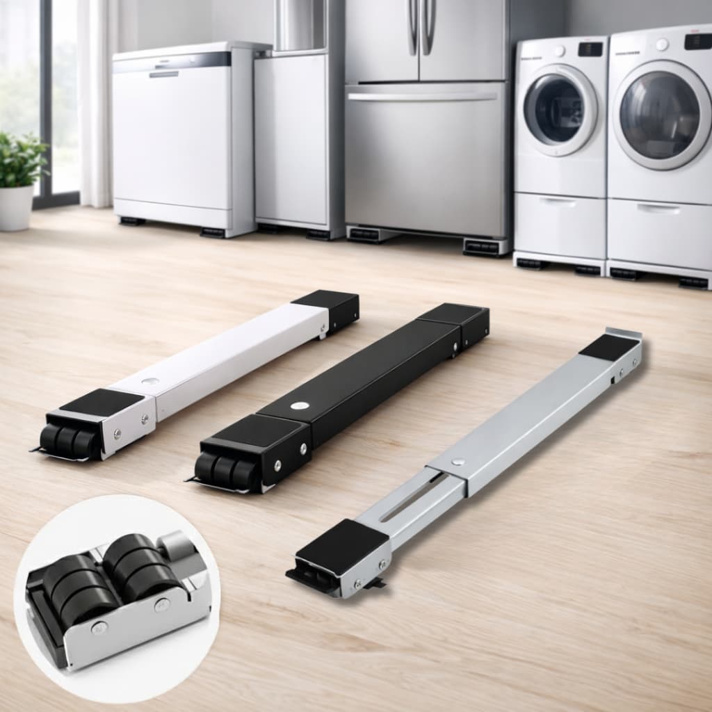 Suporte Movel Universal Base Rodinhas Ajustável Eletrodomesticos Geladeira Fogão e Máquina Lavar