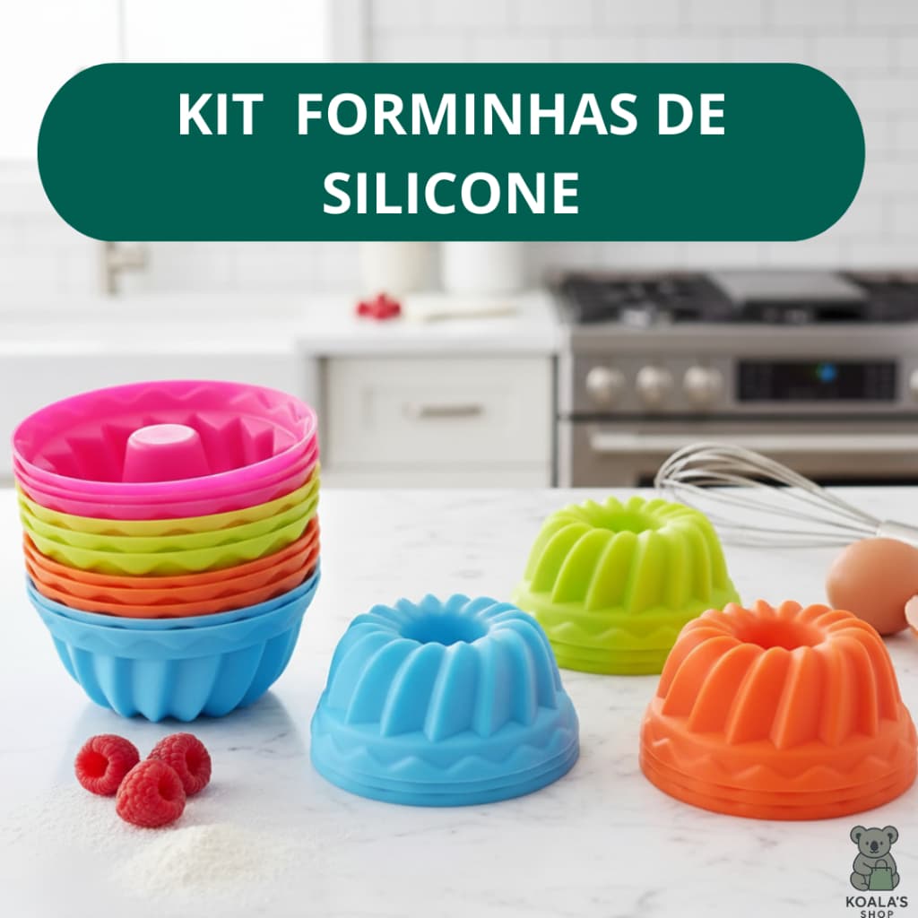 Kit Forminhas 7x4.5x3.5 cm de Silicone Mini Pudim Bolo Forma Assadeira Redonda Antiaderente Torta Cupcake 6/12