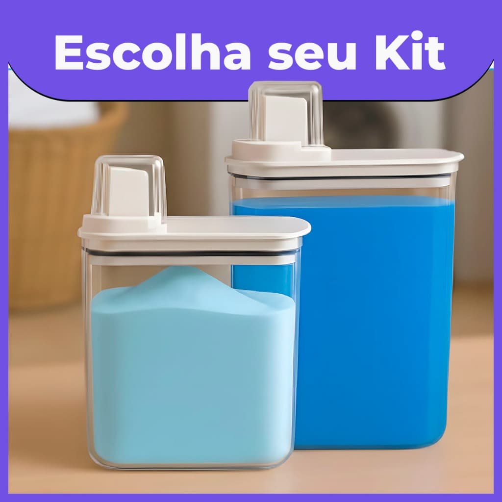 Kit Dispenser Organizador Lavanderia 2,3 litros 1,5 Litros Acrílico (AMACIANTE, SABÃO EM PÓ)
