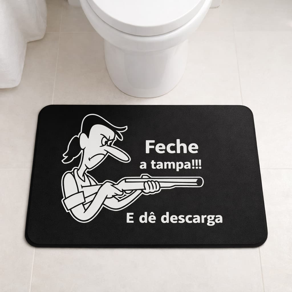 Tapete Porta de Entrada Banheiro Decoração Criativa Divertida 55x35 Antiderrapante