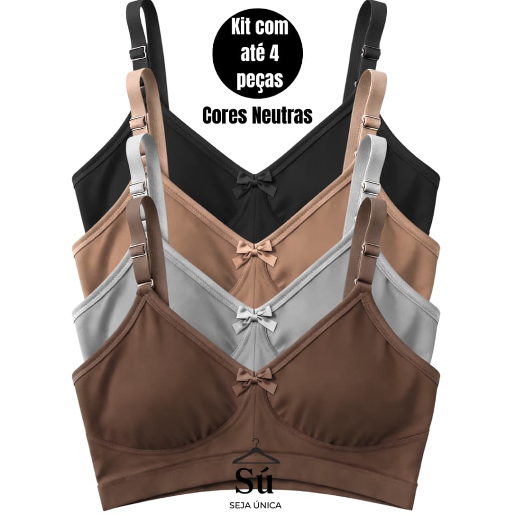 KIT COM 2 ou 4 SUTIÃS Reforçados Plus Size Alta Sustentação Tecido Duplo Alças Grossas