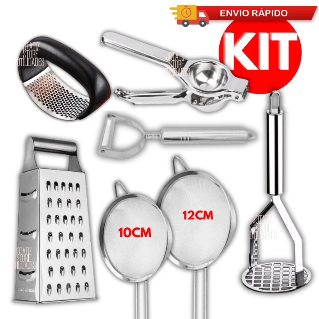 Utensílios De Cozinha 7/5/4/3 Kit Ralador Amassador Batata Alho Espremedor Limão Descascador Legumes Peneiras Casa
