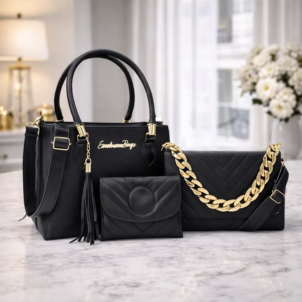 Kit 3 Bolsas Femininas | Tote + Tiracolo + Carteira | Completo para o Dia a Dia