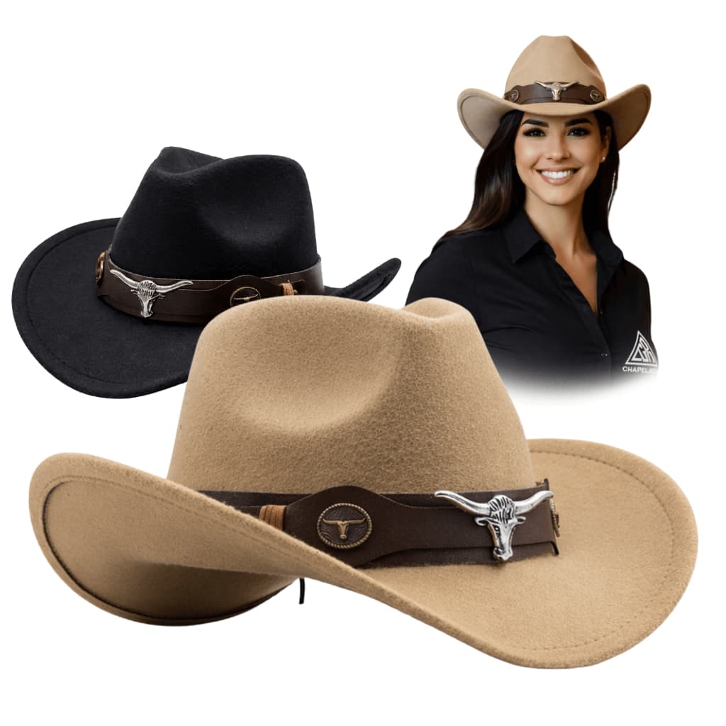 Chapéu Country feminino masculino Rodeio Feltro Premium Sertanejo Chapeu Country Cowgirl Cowboy