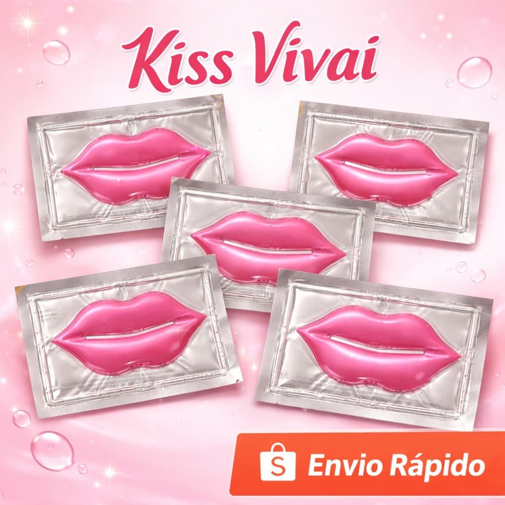 Kit com 1, 3, 5 ou 8 und. Máscara Labial Kiss Vivai com Colágeno Hidratante para Lábios Ressecados