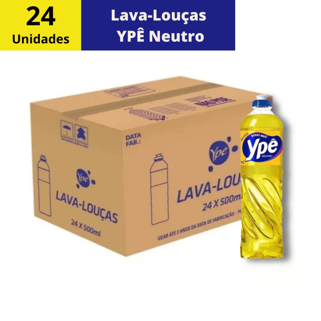 Detergente Ypê Lava Louças Neutro 500ml - 6,12 e 24 Unidades