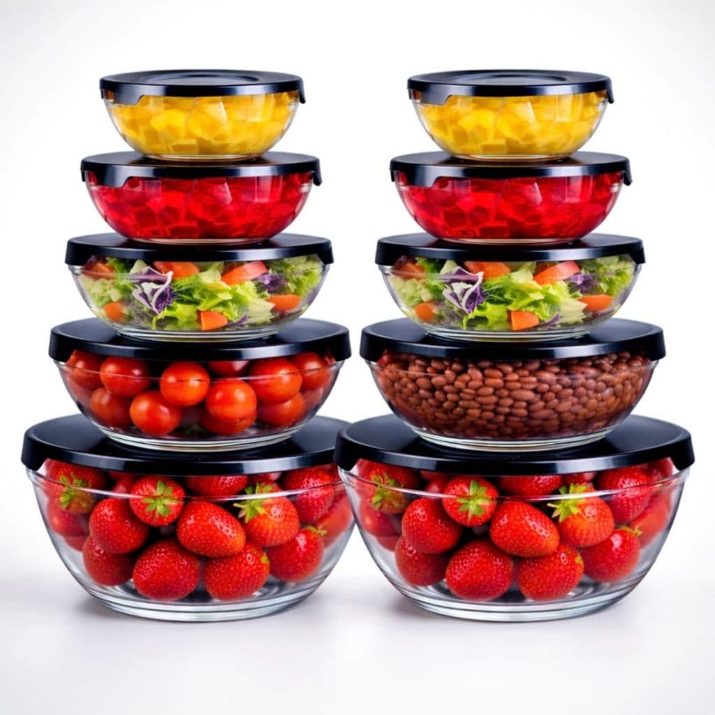 Kit 10 Potes de Vidro Hermético Redondo Com Tampa Organizador Alimento Cozinha