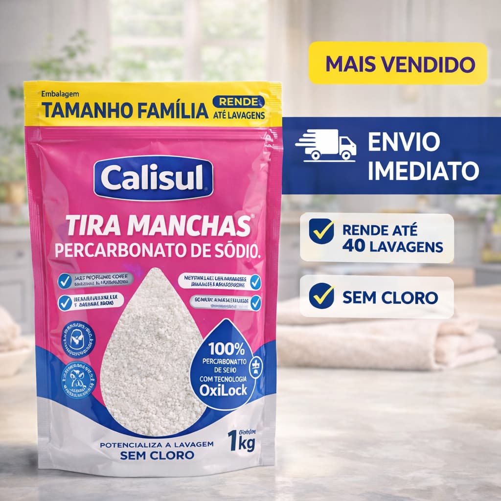 Percarbonato de Sódio Calisul 100% Puro Tira Manchas Premium Oxigênio Ativo Sem Cloro para Roupas Brancas e Coloridas