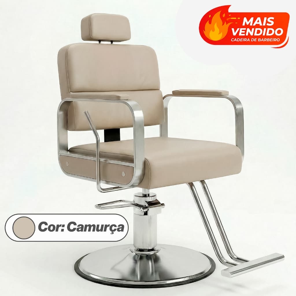 Cadeira De Barbeiro Luxo Reclinável Profissional Ergonômica Salão de Beleza Poltrona de Cabeleireiro