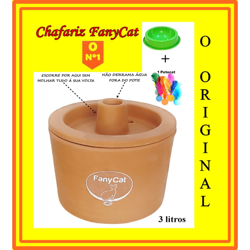 Bebedouro Fonte Gatos Cerâmica 3 Litros Chafariz - Luxo