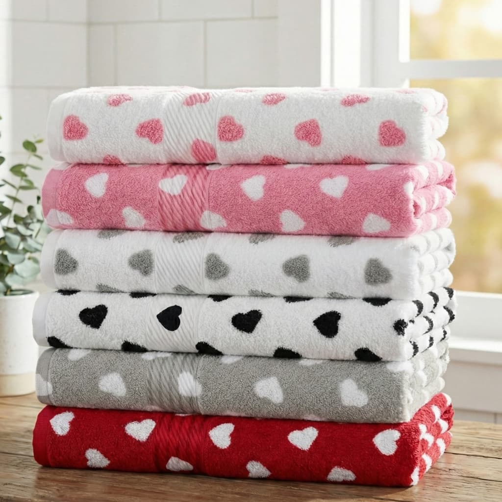KITS 1 A 4 Toalha Rosto Dohler Algodão Felpuda Macia Prisma Coração 50x80