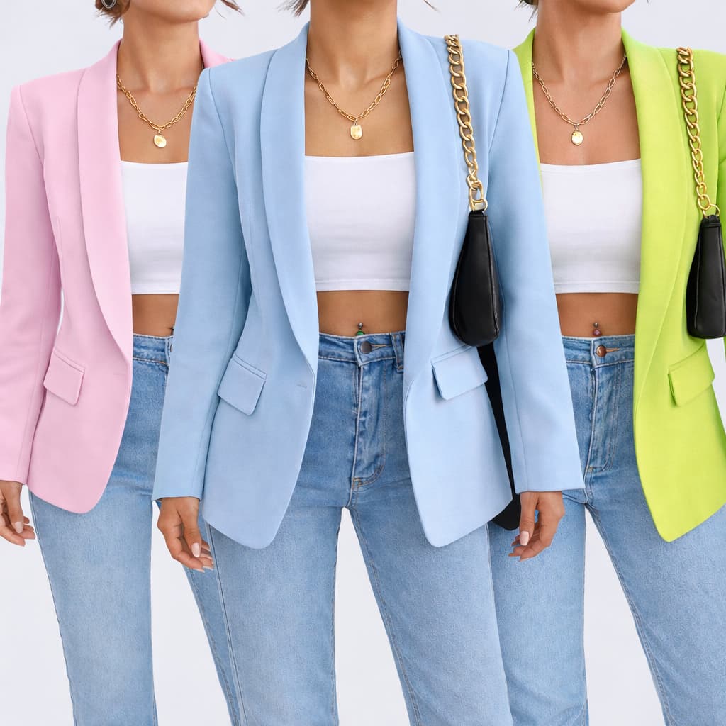 Max Blazer Feminino Slim e Plus Size Casaco Social Acinturado Roupas Femininas Tendência Outono Inverno