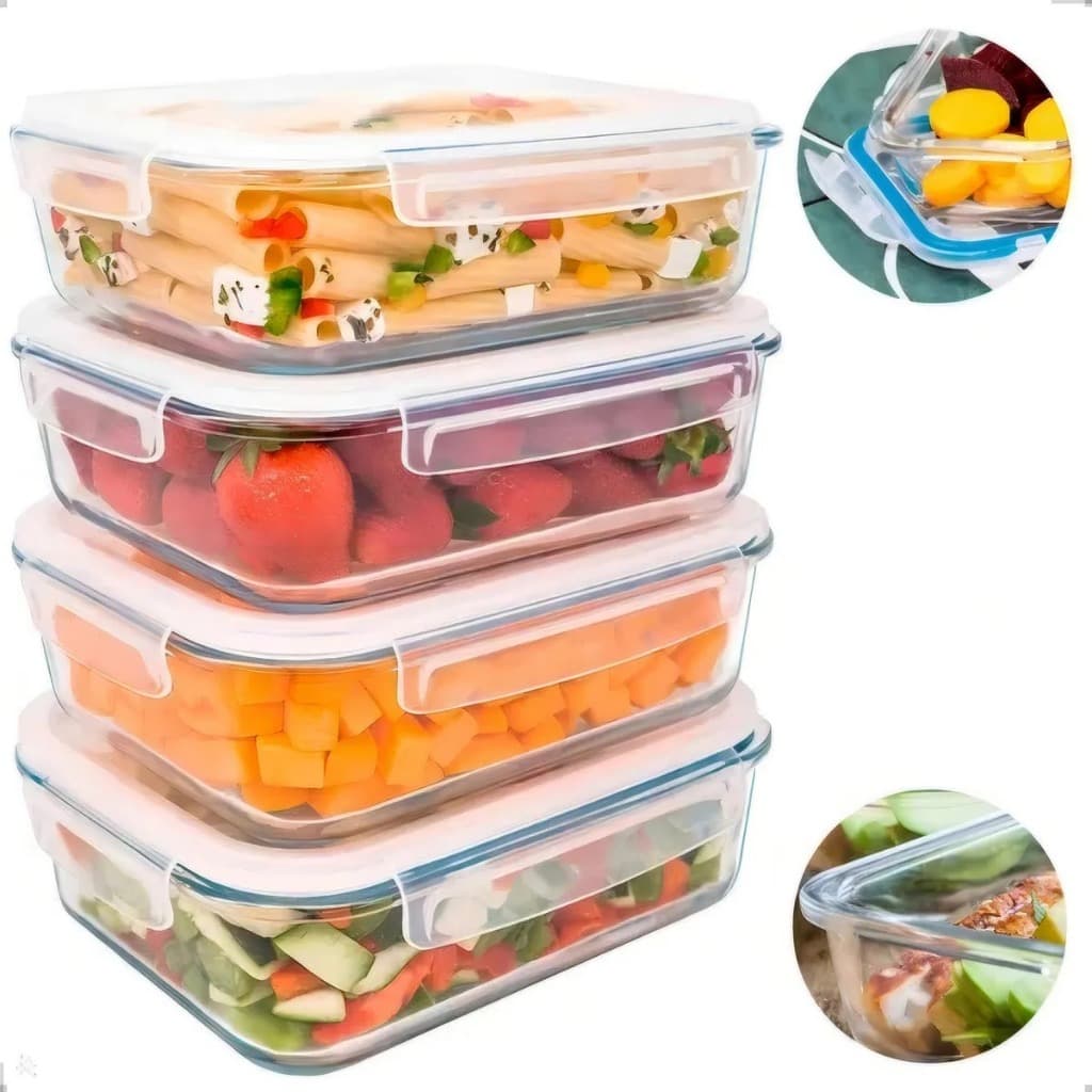 Potes de Vidro 640ml Hermético Marmita Fitness com Tampa