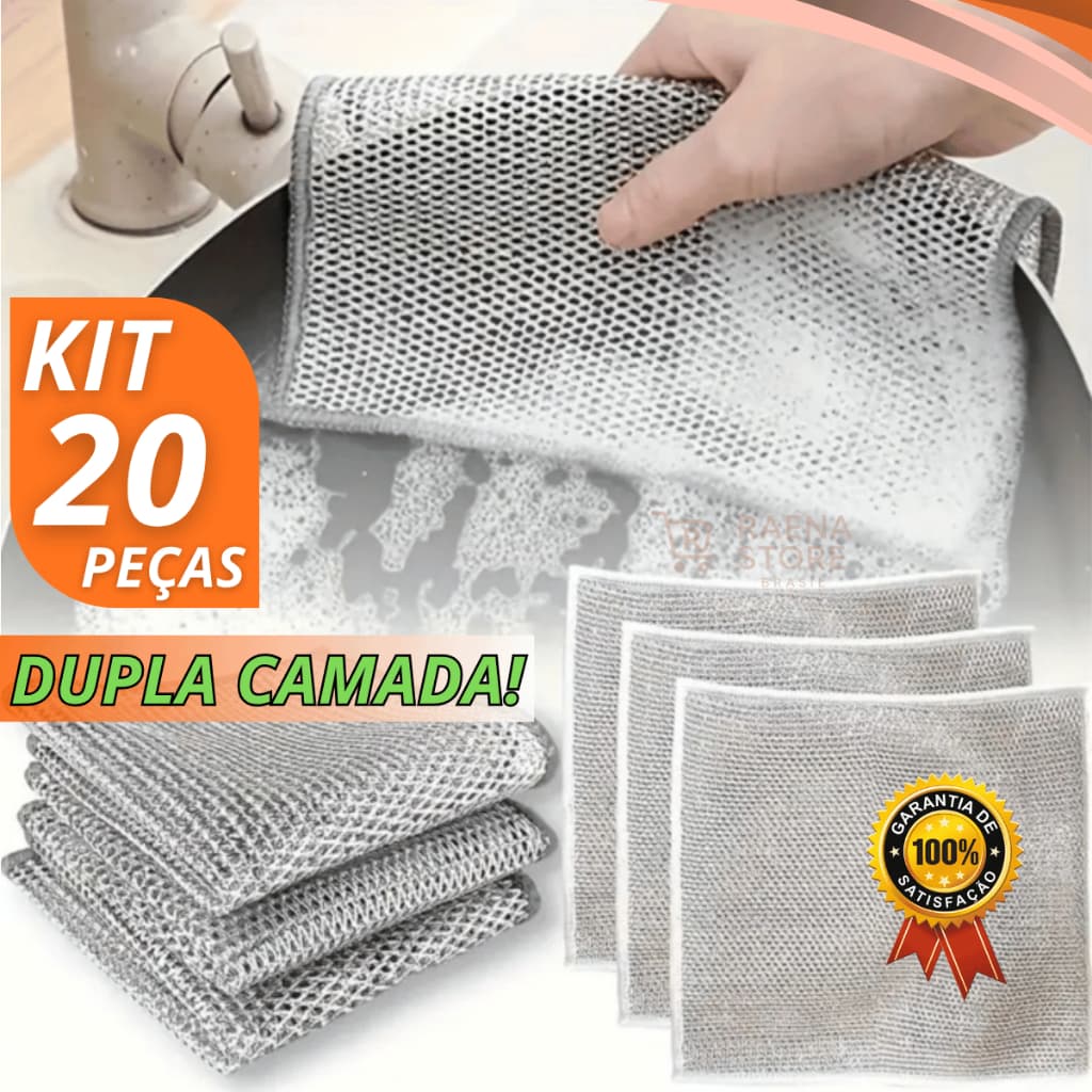 Kit Pano de Limpeza Aço Inox Reutilizável Arear Panela Fogão Louça Tira Gordura Sem Arranhar