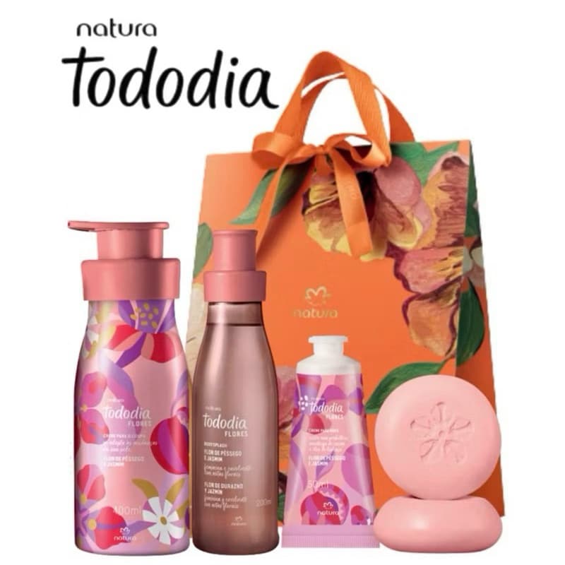 Kit Natura Tododia Flor de Pêssego e Jasmim 4 Produtos Presente Completo Hidratante Original