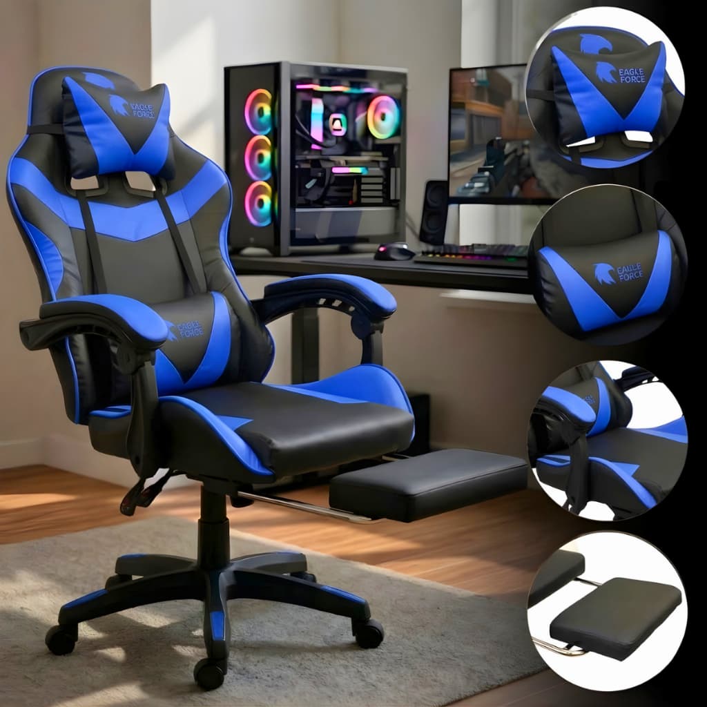 Cadeira Gamer Profissional Escritório Ergonômica Reclinável Confortável Com Rodinha E Apoio Para Pés