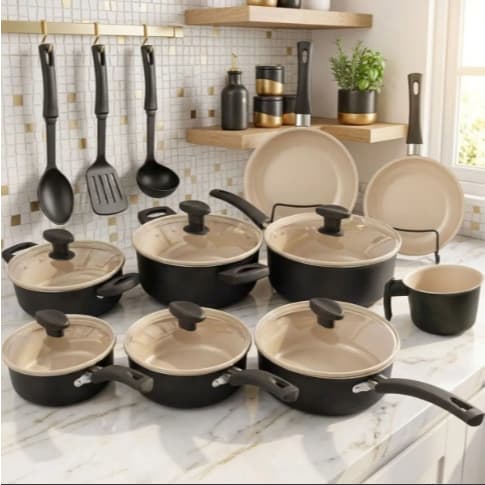 Jogo de Panelas 13 Peças Conjunto Teflon Antiaderente Kit Frigideira Caçarola