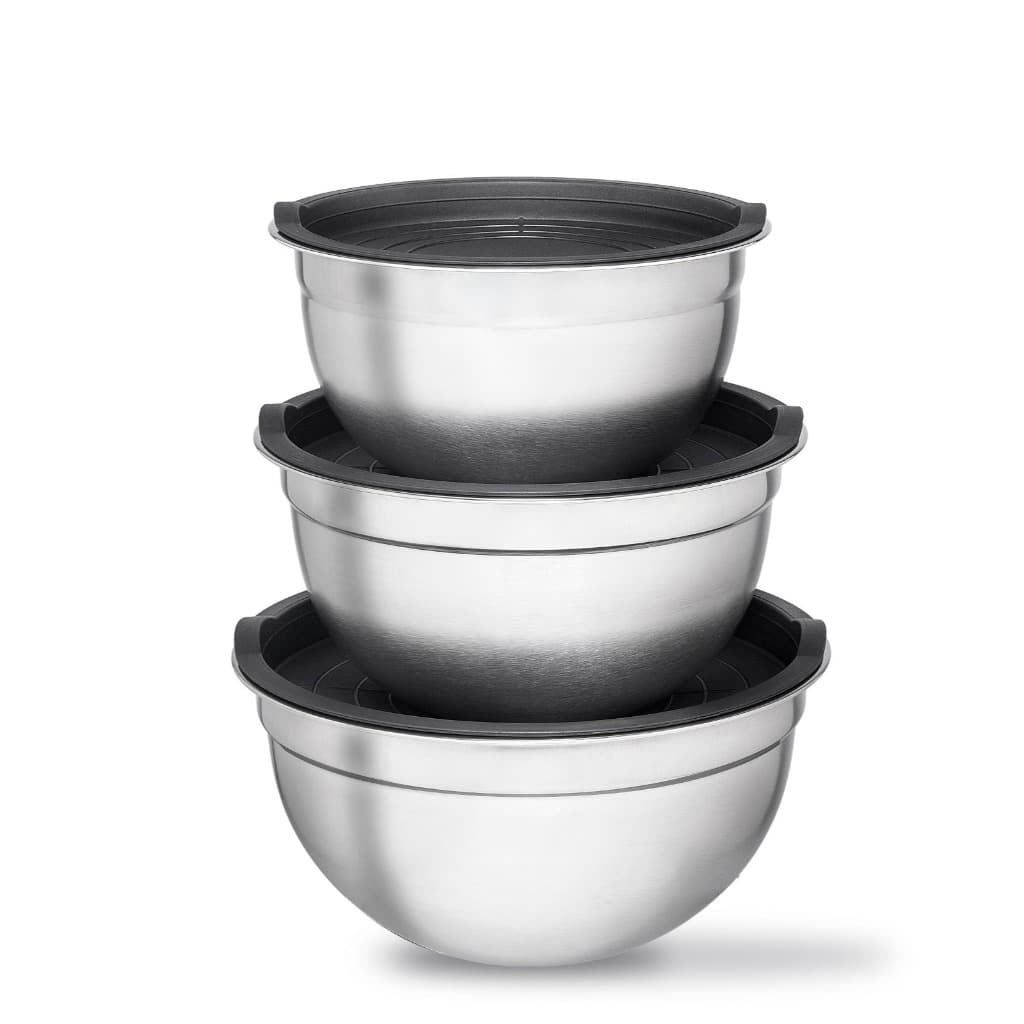Conjunto Bowls de Inox Com Tampa Bumper