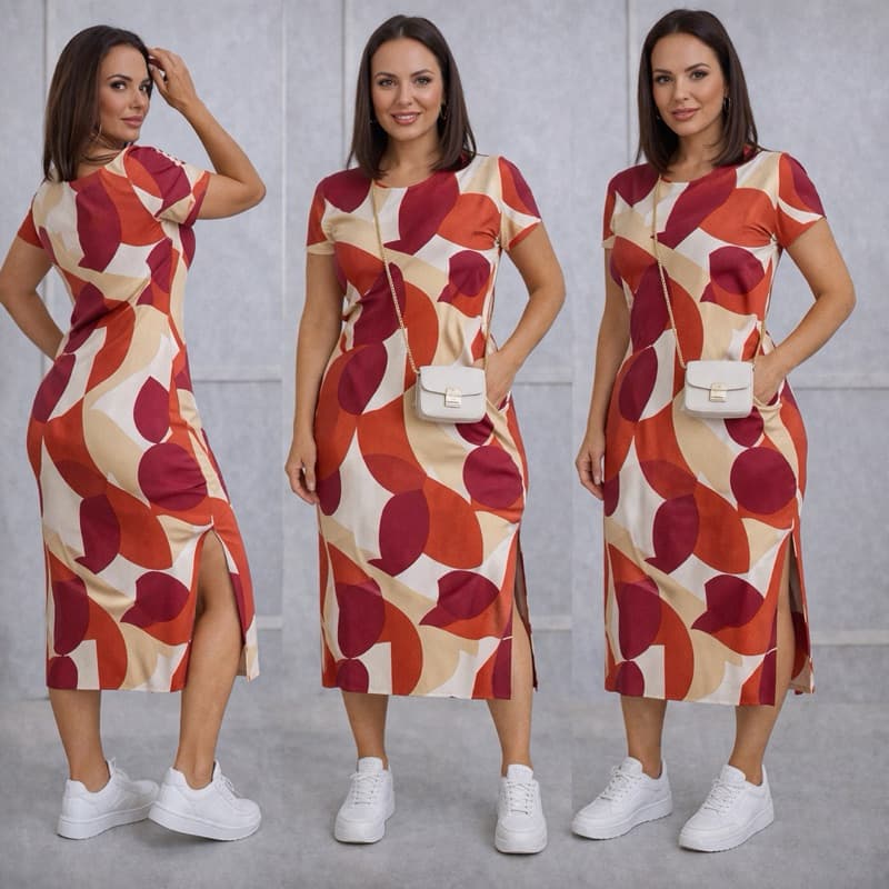 Vestido MIDI  Envio Rápido Bolso Fendas Laterais Moda Evangélica.l viscoLycra Premium, Conforto  Elegância em uma peça