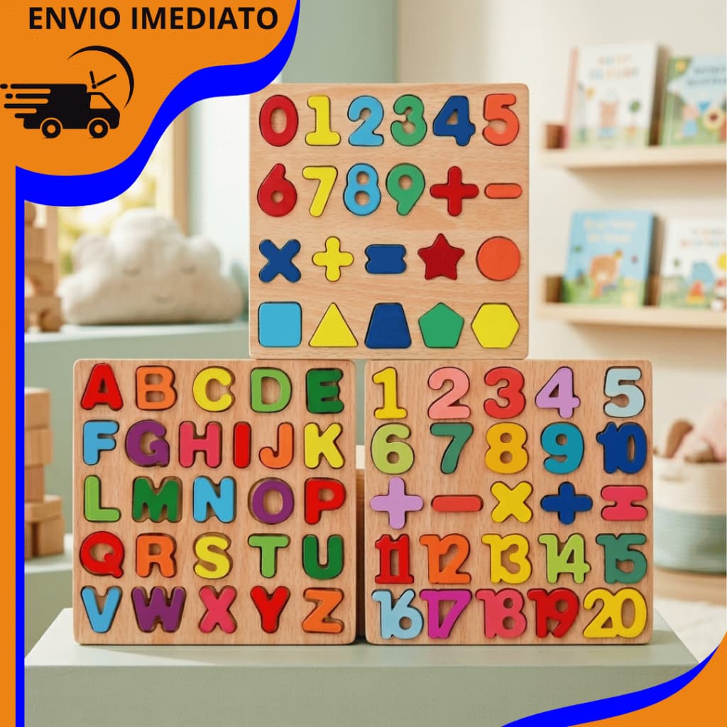 Brinquedo Educativo Premium – Alfabeto, Números e Formas Geométricas para Crianças