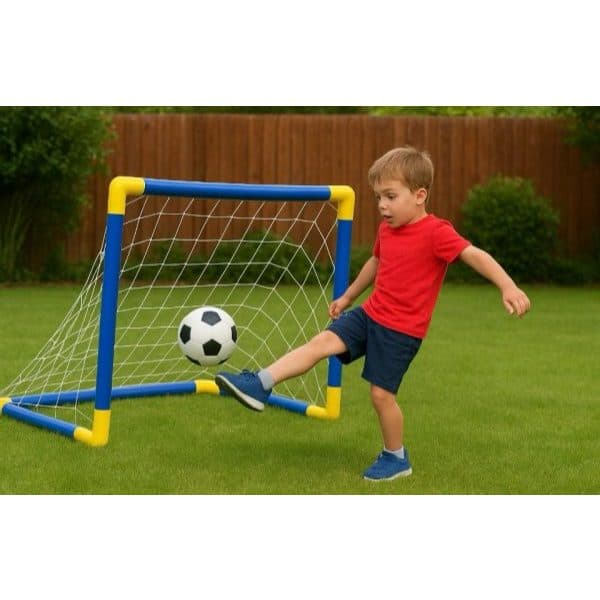 kit mini golzinho bola bomba de ar para meninos infantil futebol Pais Filhos cor azul