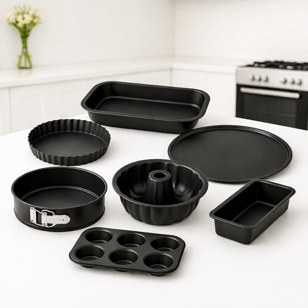 Conjunto Multi Formas 3/5/7 Peças – Antiaderente Para Assar Bolos, Pães, Tortas e Pizzas