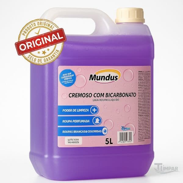 Sabão liquido com bicarbonato de sódio lavanderia profissional lava roupas cremoso 5 Litros