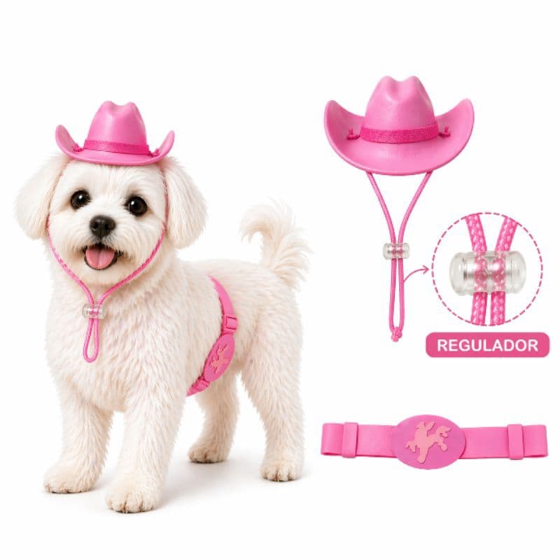 🐾 Kit Cowboy / Cowgirl para Pets – Chapéu + Cinto Ajustável em EVA