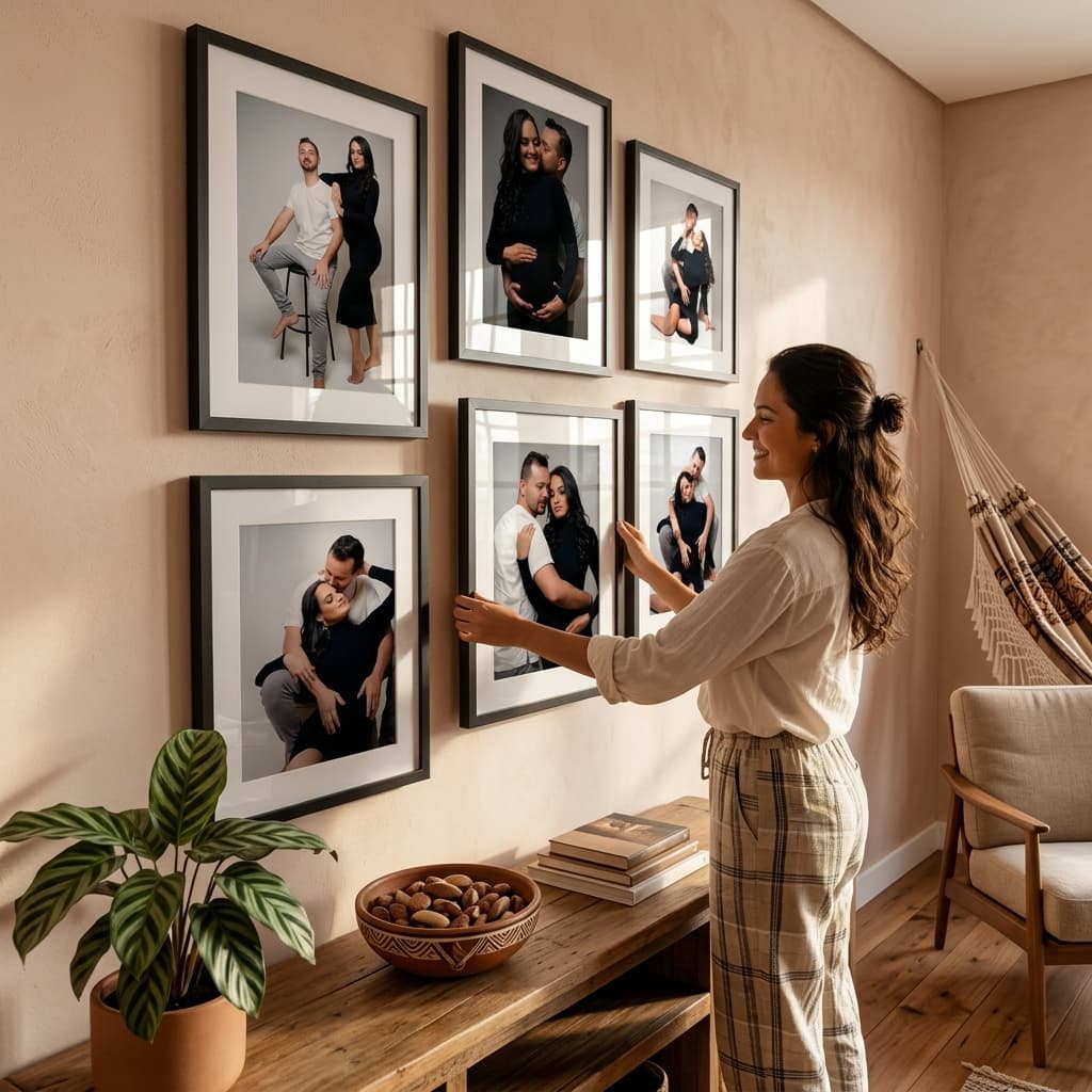 Kit 6 Quadros Porta Retrato Parede Decorativo Com Paspatur Foto 15x21 Medida 24x32