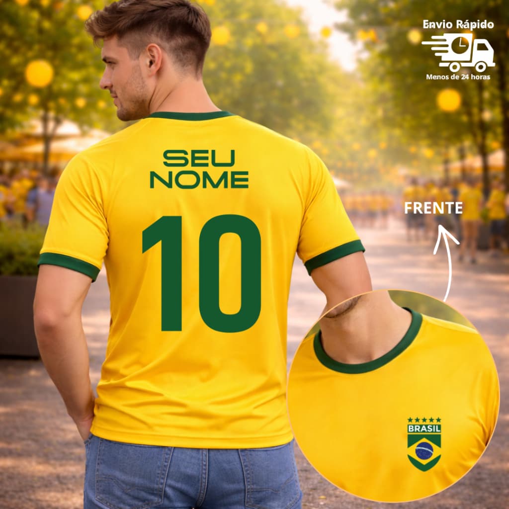 Blusa Brasil Copa 2026 Personalizada Algodão Unissex Torcida Patriota Brasil 2026