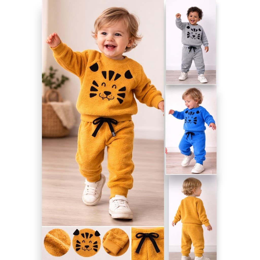 Conjunto Moletom Infantil Menino 100% Peluciado Boucle. Tam 1 / 2 / 3. Inverno