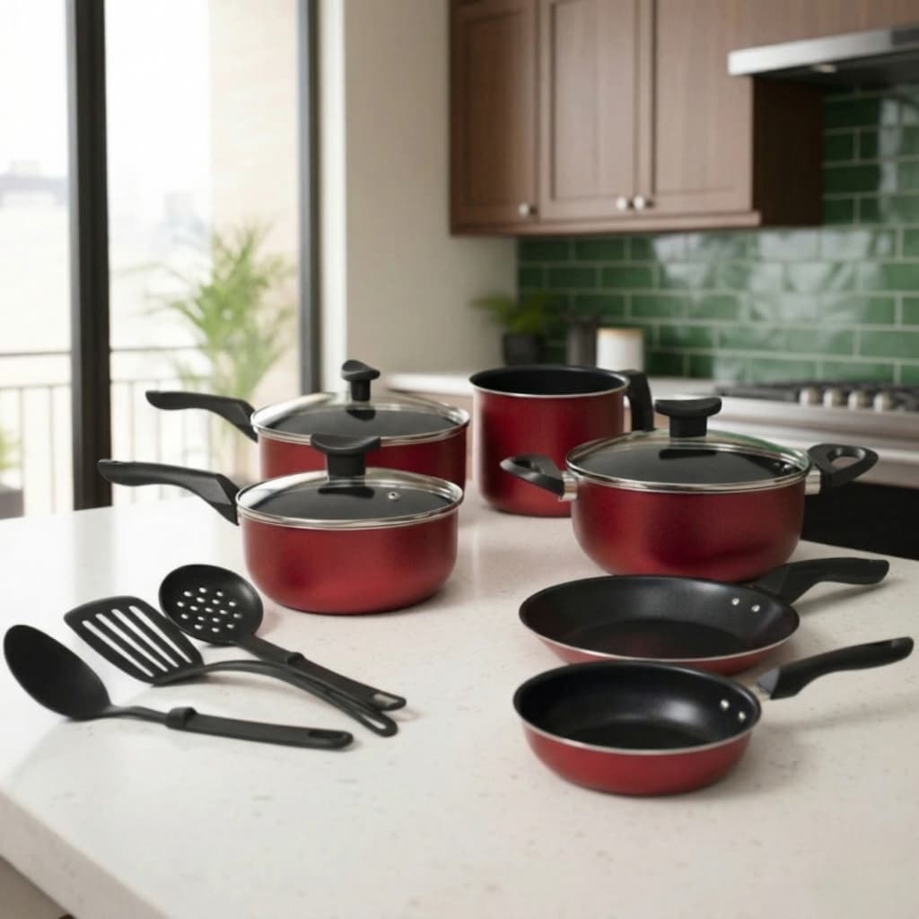 Kit de Panelas 9 Peças Antiaderente Tampa Vidro Teflon