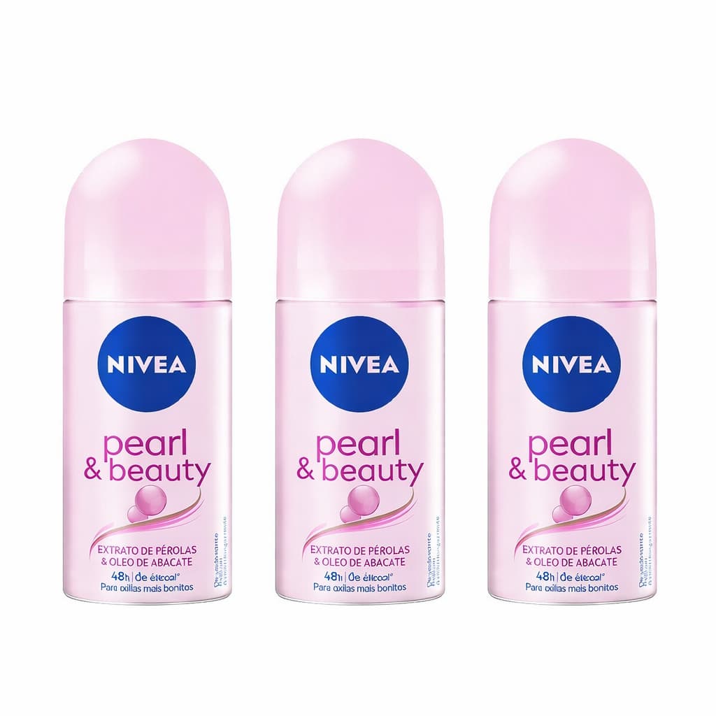 KIT NIVEA Desodorante Roll-on Pearl & Beauty 50ml - 3 unidades BBB 26