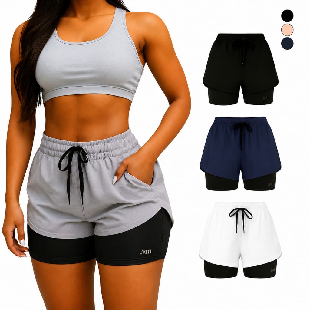 Short Dryfit 2em1 Feminino Academia Bermuda Dupla Para Caminhada Treino e Outros Exercício