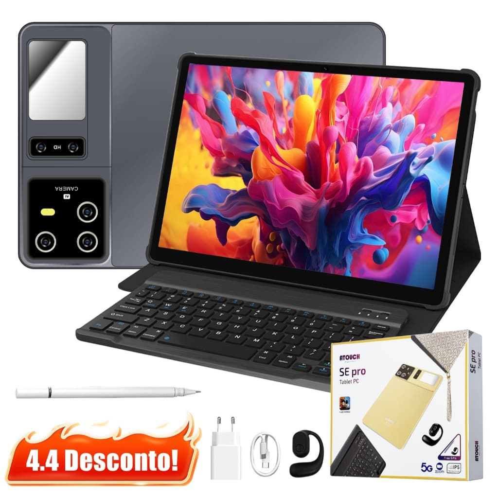 Tablet SE Pro 10.1" 6GB RAM 128GB Dual SIM Android 12,Câmera 20MP Bateria 10000mAh - Tablet Gamer para Trabalho e Estudo