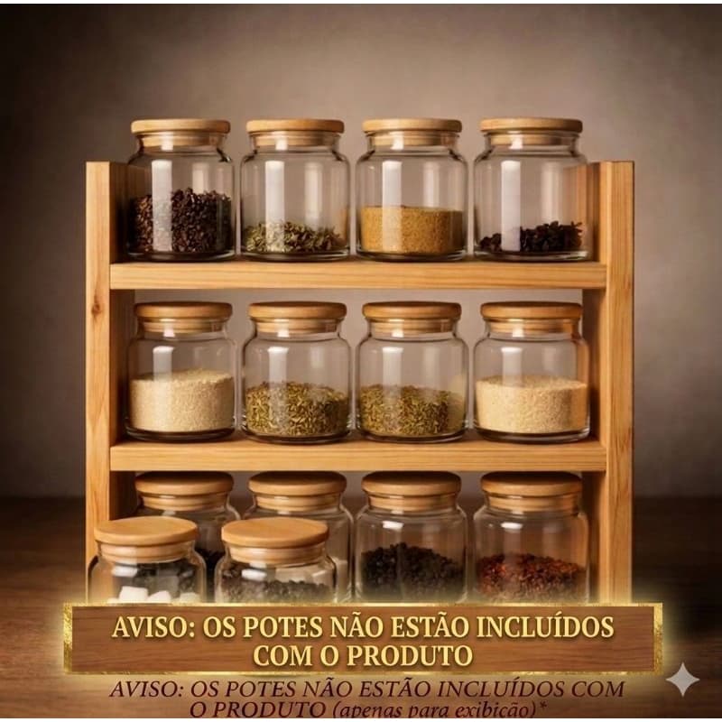 Porta temperos e condimentos de bancada (madeira pinus)