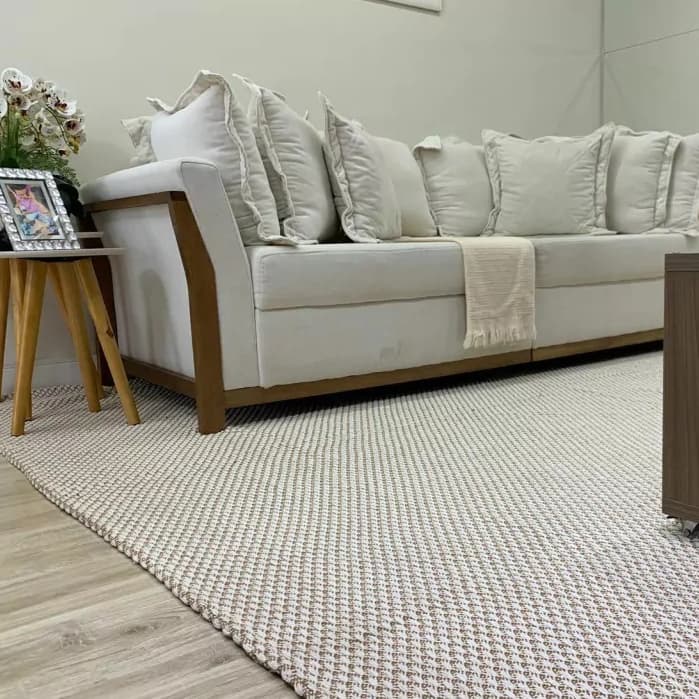 Tapete De Sala Grande 100% Algodão Confortável e Prático! Lavável à Máquina