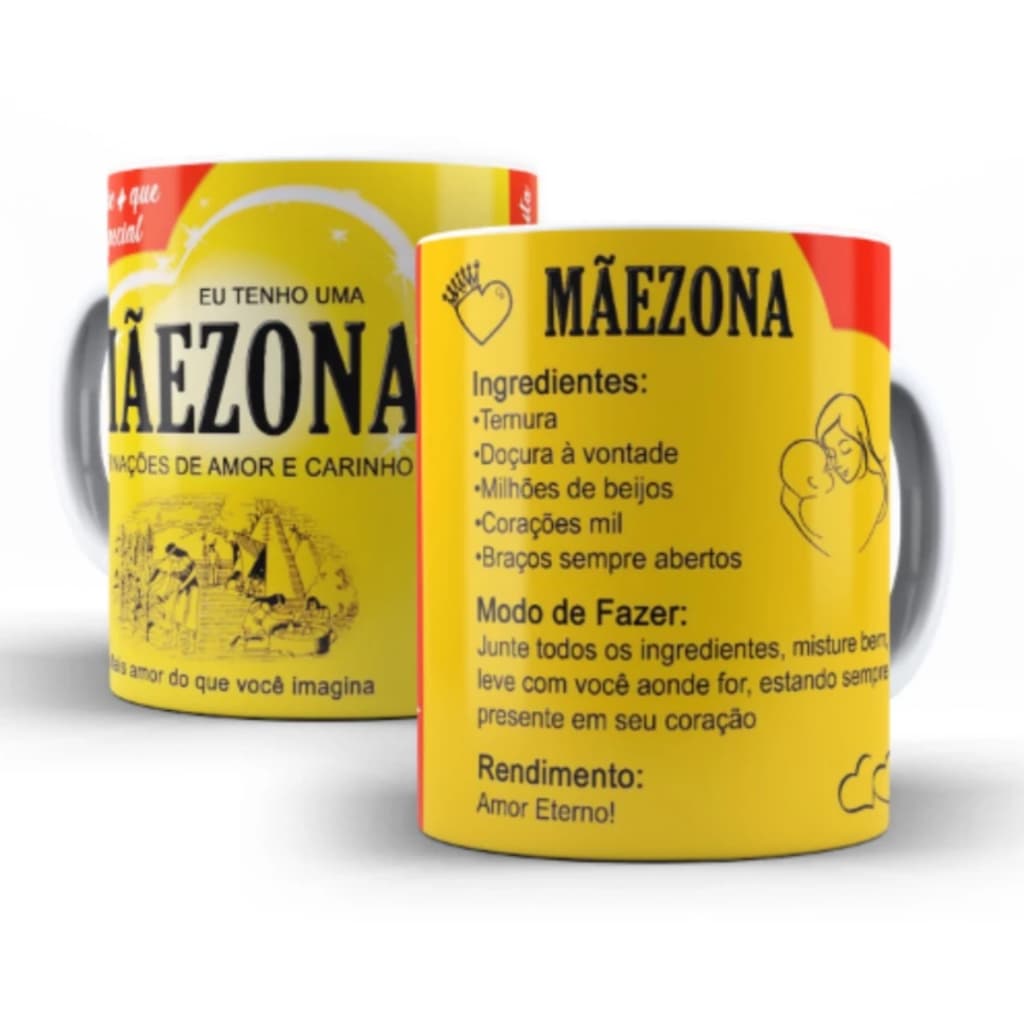 Caneca Dia das Mães Personalizada Mãezona de Porcelana para Presente