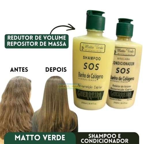 Matto Verde Kit Shampoo Condicionador SOS Banho de Colágeno 250ml Cada