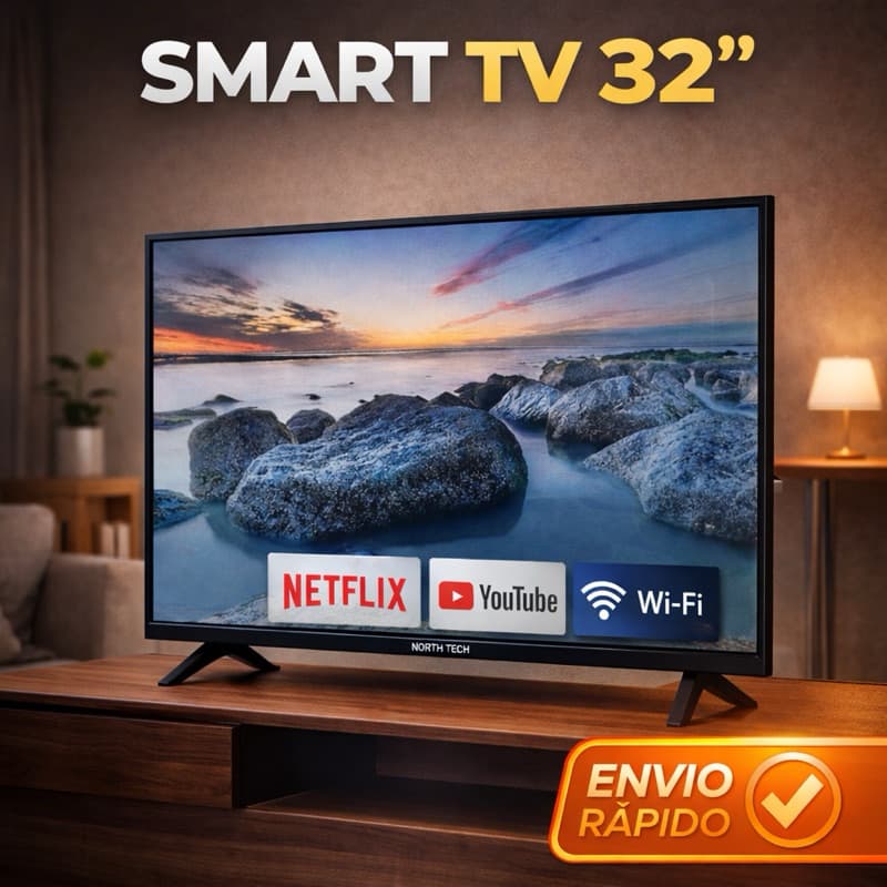 Smart TV 32" North Tech HD WiFi Bluetooth Netflix YouTube HDMI Loja de Aplicativos