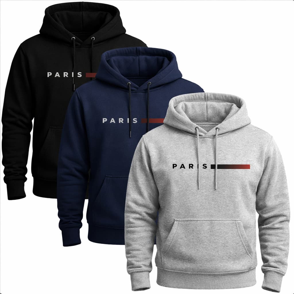 Moletom Masculino Bolso Frontal Canguru Premium Flanelado Com Capuz Paris Basico Inverno